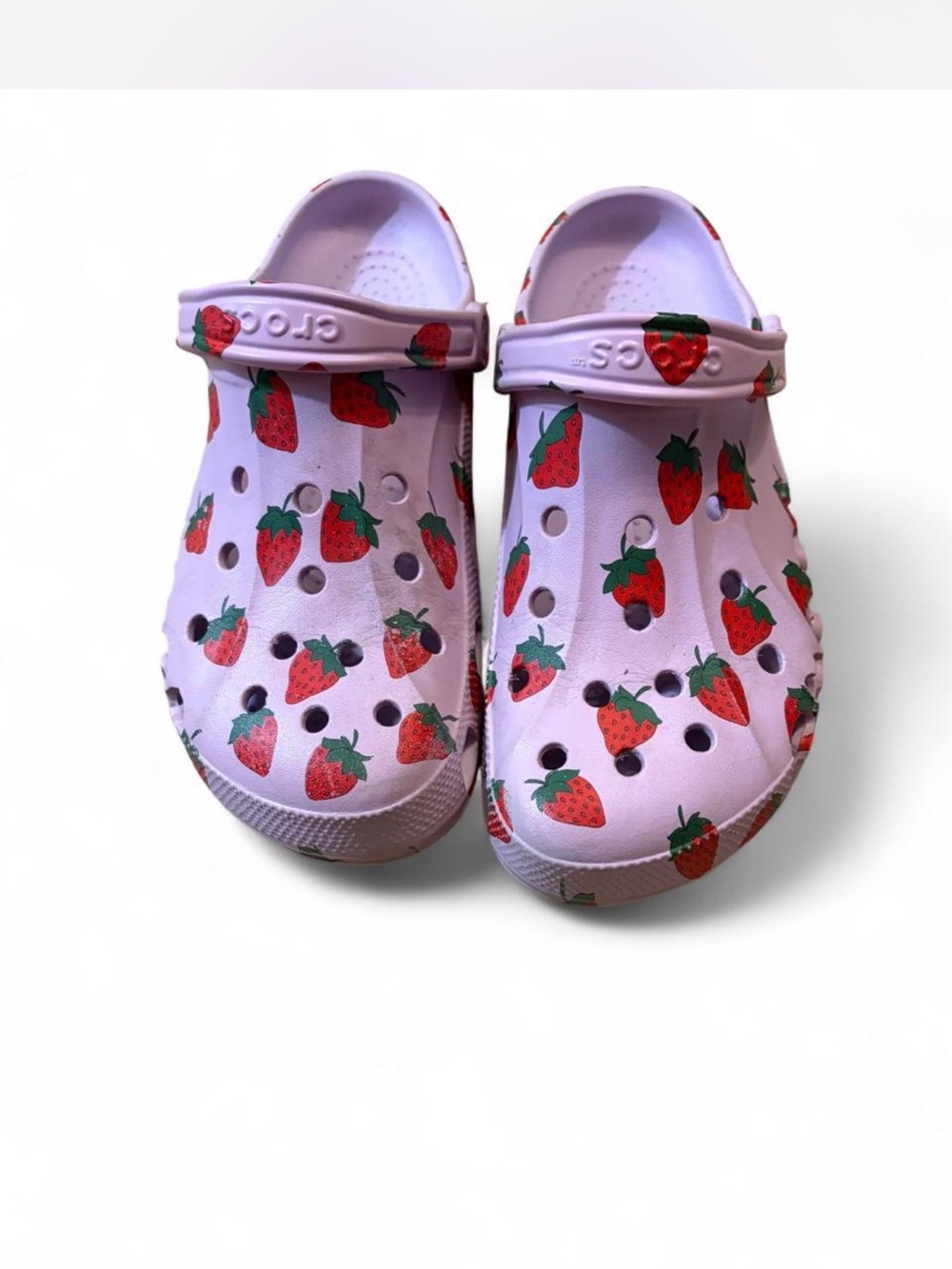 Men’s Pink Strawberry Print Clog Sandals - Crocs Style mens 11